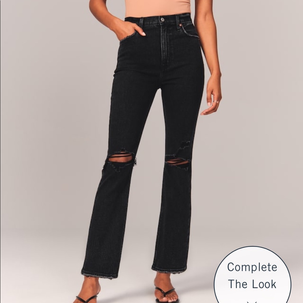 Abercrombie Ultra High Rise Ankle Straight Jeans in Black